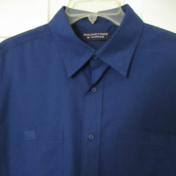 Roundtree & Yorke Mens S/S Blue Vented Active Shirt NWOT - Size Large - Picture 2 of 3